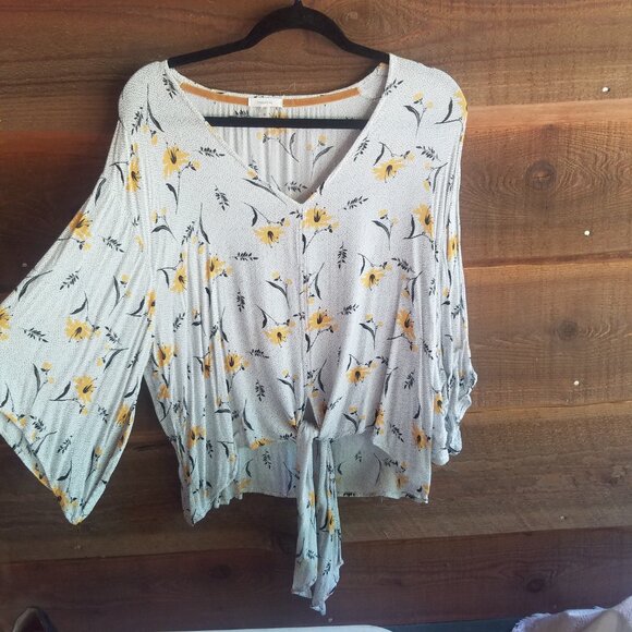 Maurices Floral Dress Shirt HARVEST Flower Flowy Sleeved Blouse Autumn Essential - Picture 5 of 9